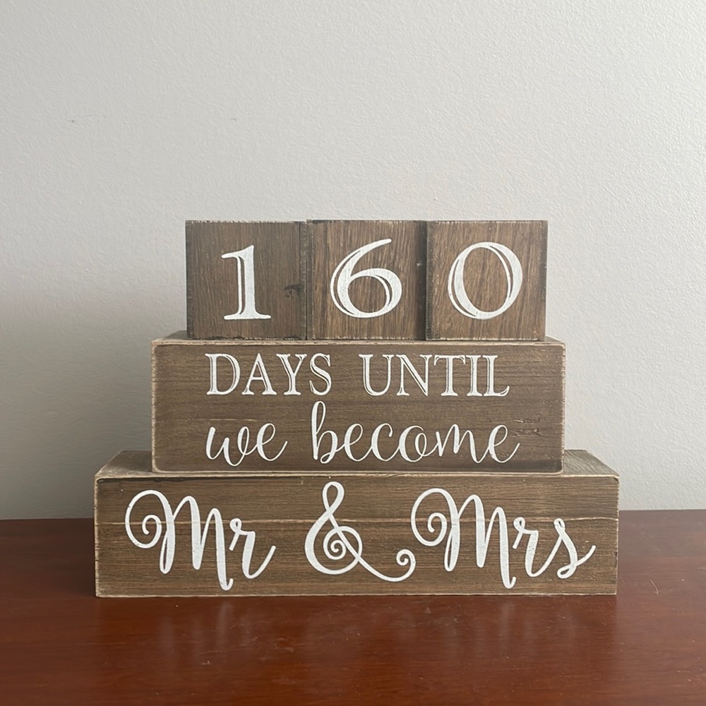 Countdown sign to Mr. & Mrs.